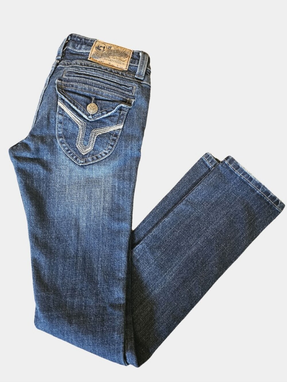 Vigoss Studio Seattle Skinny Dark Wash Backflap Pockets Jeans Size 26 3/4